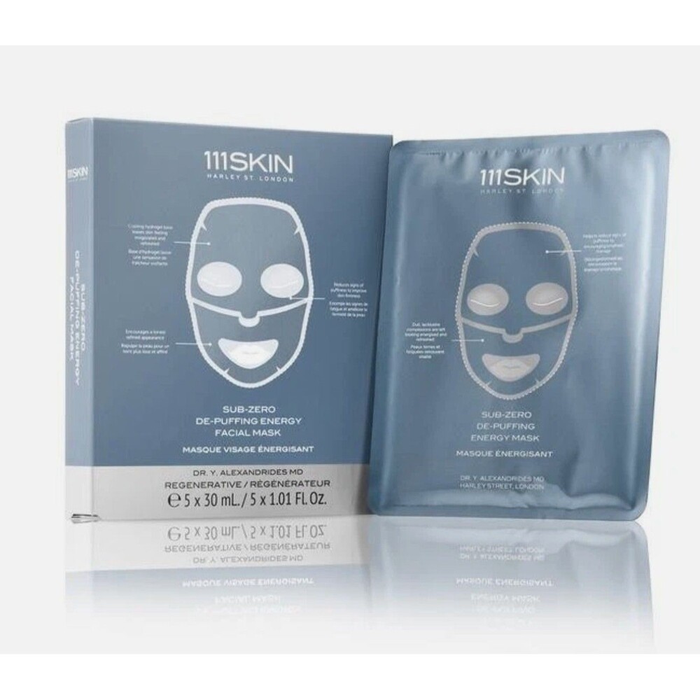 111SKIN Cryo De-Puffing Facial Mask 5 Pack Hydrogel Face Masks Exp 04/16/2028